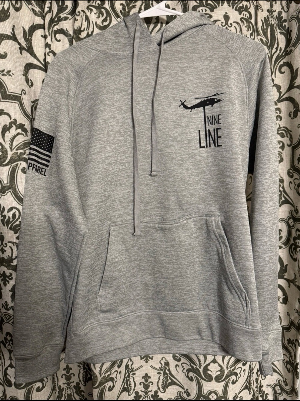 Nine Line Apparel Men’s Gray Pullover Hoodie S Fleece Polyester THIN BLUE LINE 🚔
